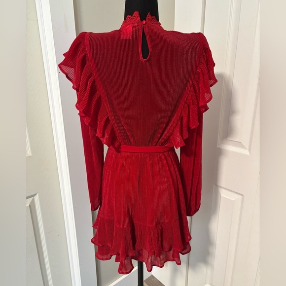 Elegant Red Ruffled Mini Dress A. Calin by Flying Tomatoe Size Small - NWOT - Picture 2 of 8